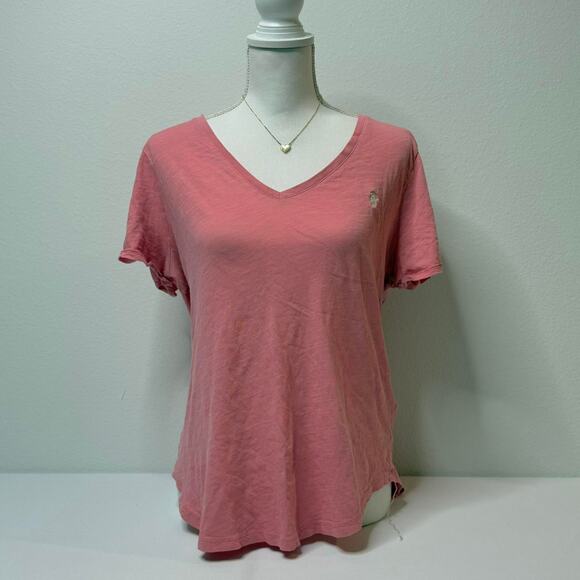 Polo Ralph Lauren Women’s Size L Pink V Nevk Essentials Basic Light Weight Top - Picture 1 of 4